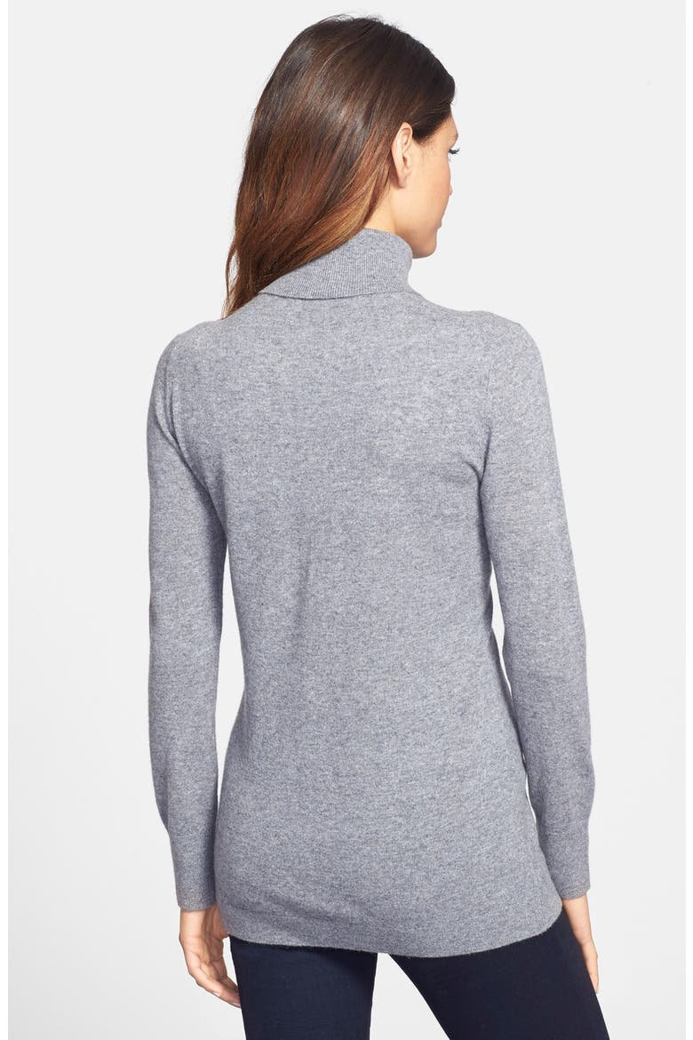 Long Cashmere Turtleneck Sweater, Alternate, color, GREY TWILIGHT HEATHER