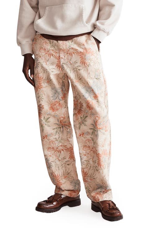 Floral Straight Leg Canvas Pants (Summer Dune)