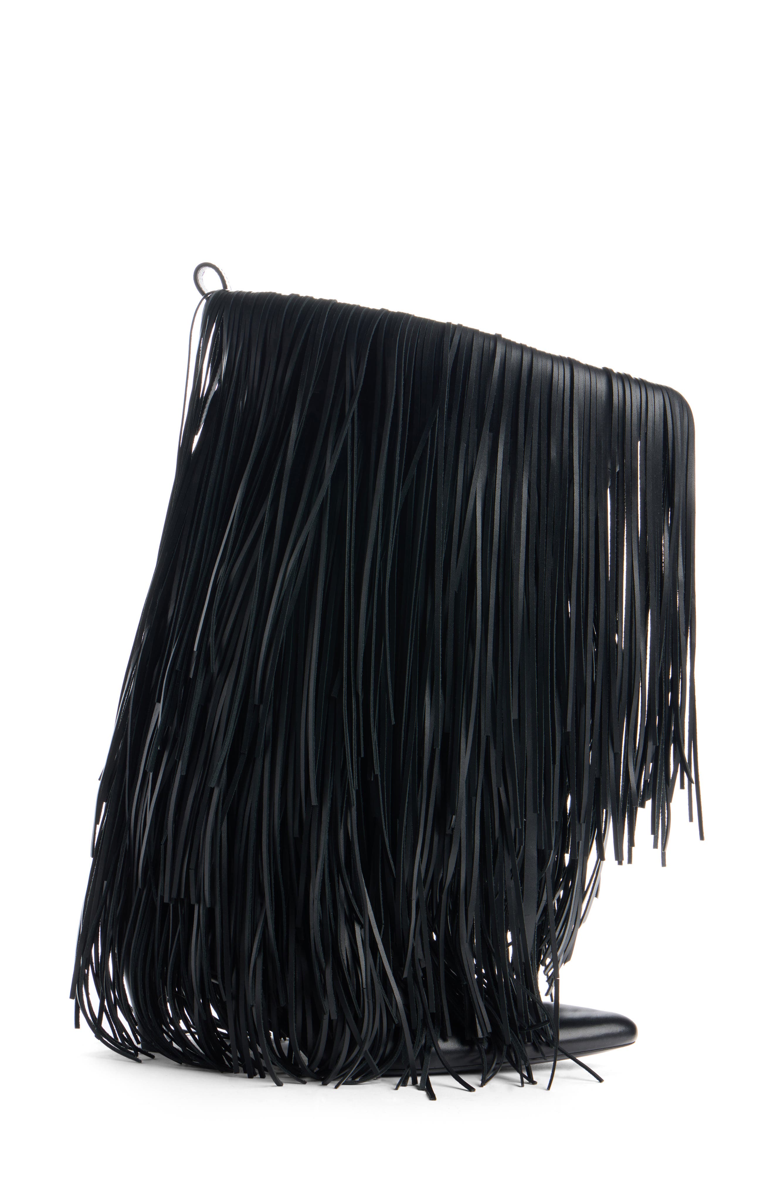 Balenciaga Avenue Fringe Pointed Toe Boot, Alternate, color, Black