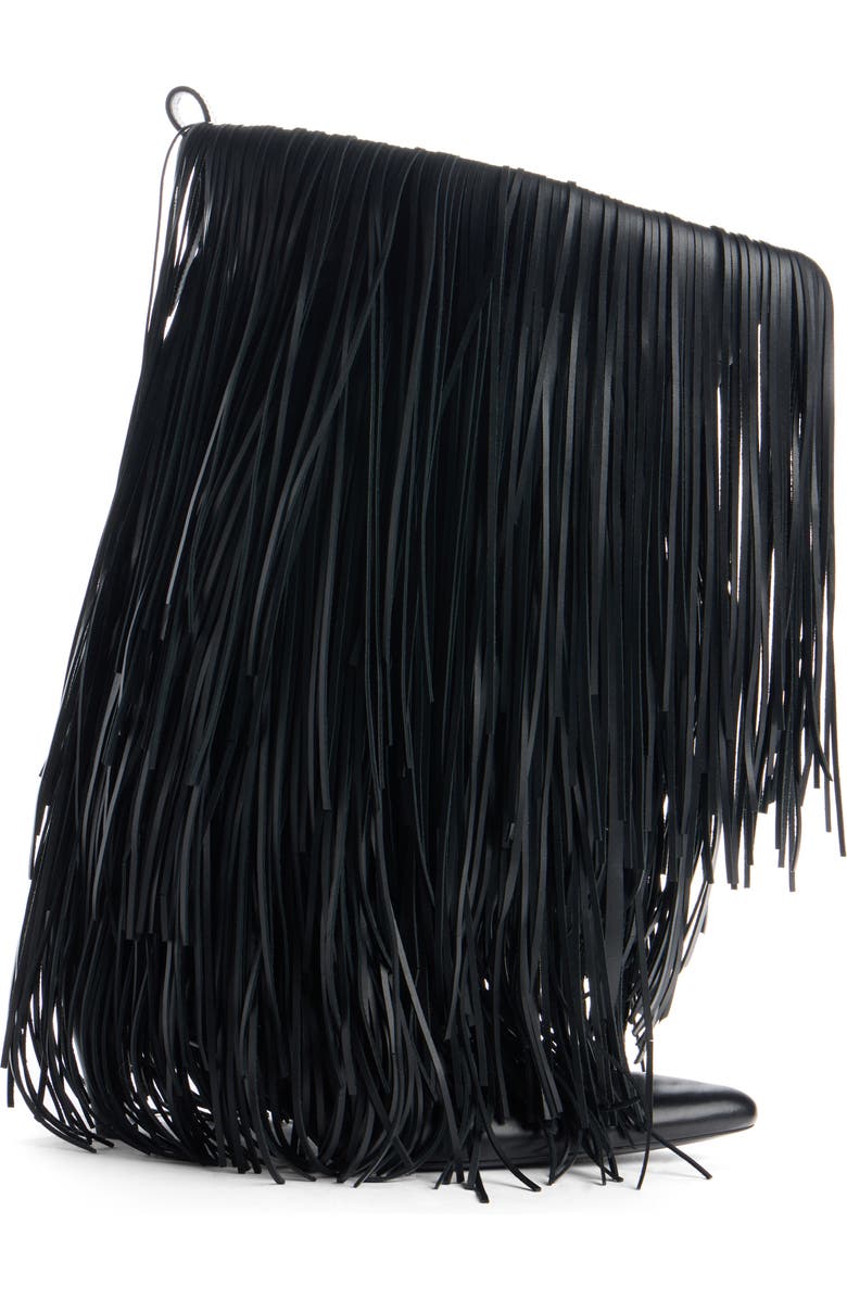 Balenciaga Avenue Fringe Pointed Toe Boot, Alternate, color, Black