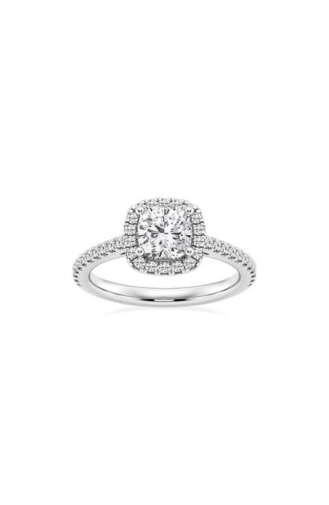 Cushion Cut Lab Created Diamond Halo Ring - 1.30ct.