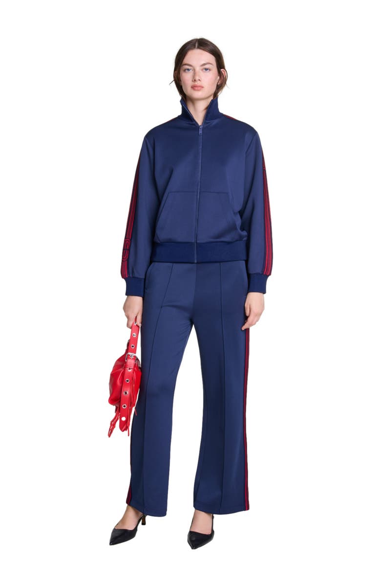 maje Striped zip-up sweatshirt, Main, color, 