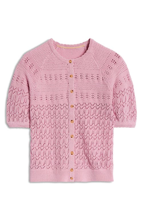 BODEN BODEN ELODIE OPENWORK SHORT SLEEVE COTTON CARDIGAN