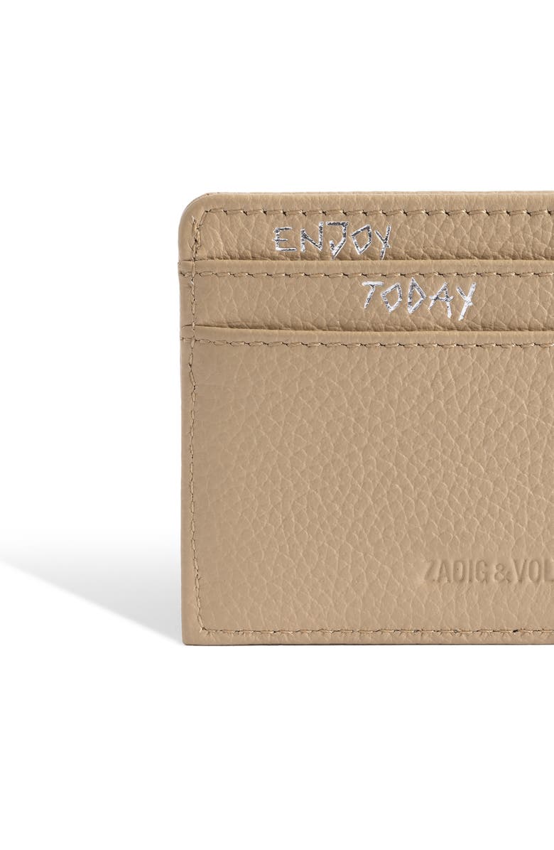 Zadig & Voltaire Pass Leather Card Case, Alternate, color, Clay