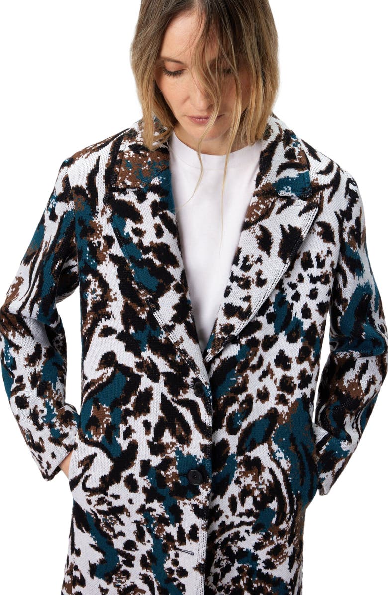 Missoni Long Single-breasted Coat With Animalier Pattern, Alternate, color, Multicoloured