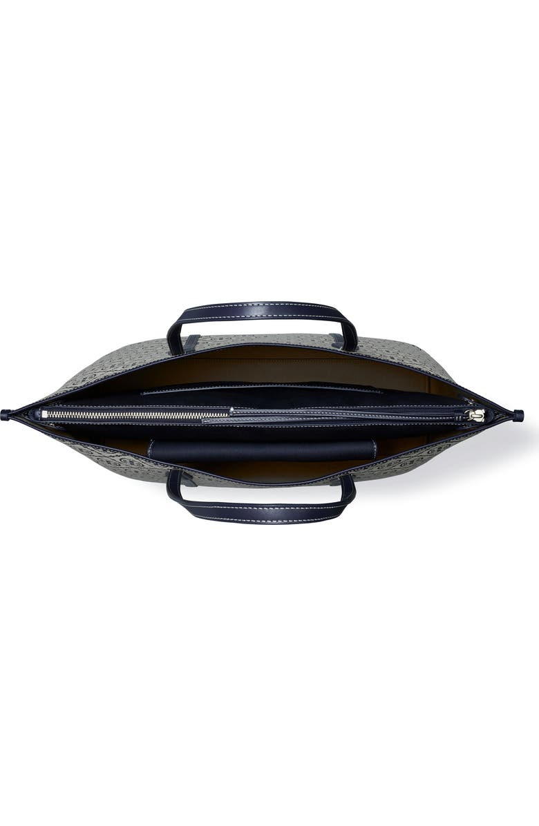 Tory Burch Perry T Monogram Jacquard Triple Compartment Tote, Alternate, color, Tory Navy