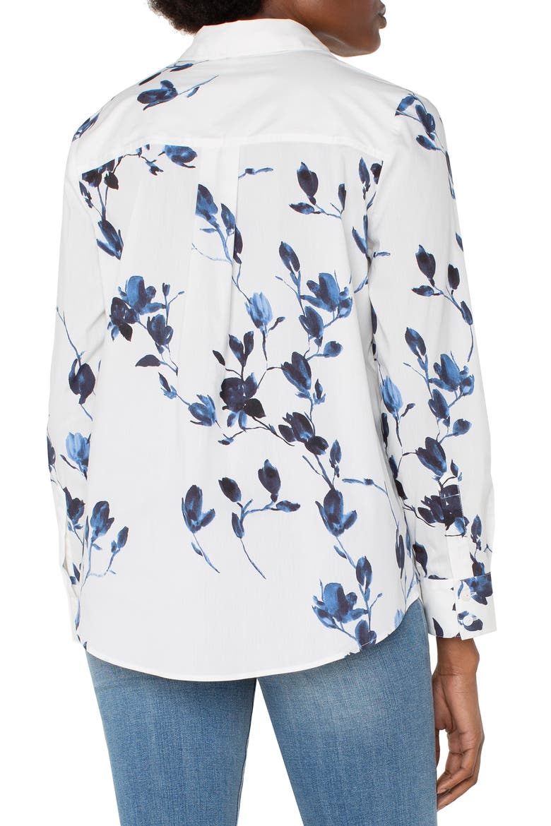 Floral Stretch Button-Up Shirt, Alternate, color, INDIGO ROSE