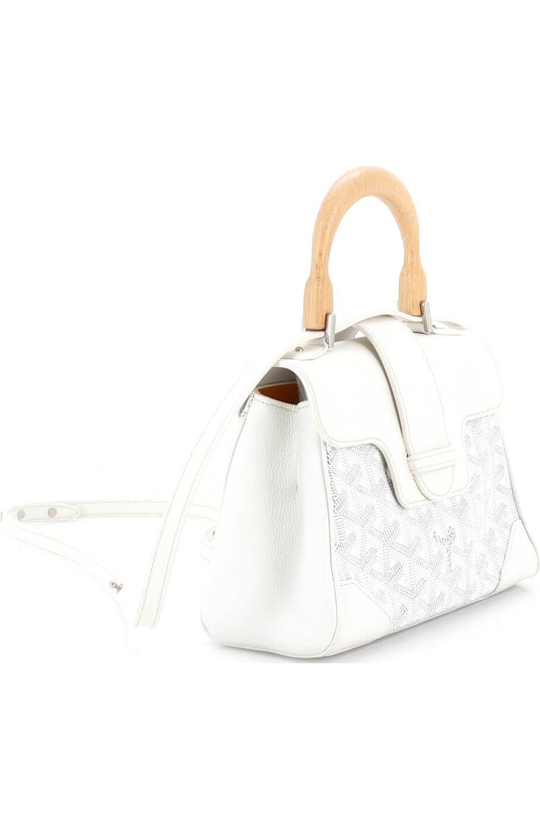 Pre-Owned Goyard Saigon Top Handle Bag Coated Canvas with Leather Mini, Alternate, color, White