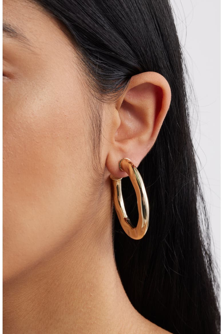 Hammered Hoop Earrings, Alternate, color, GOLD