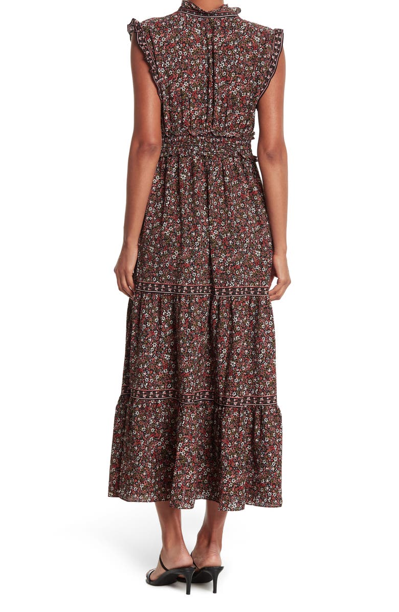 MAX STUDIO Sleeveless Smocked Floral Print Tiered Maxi Dress, Alternate, color, 