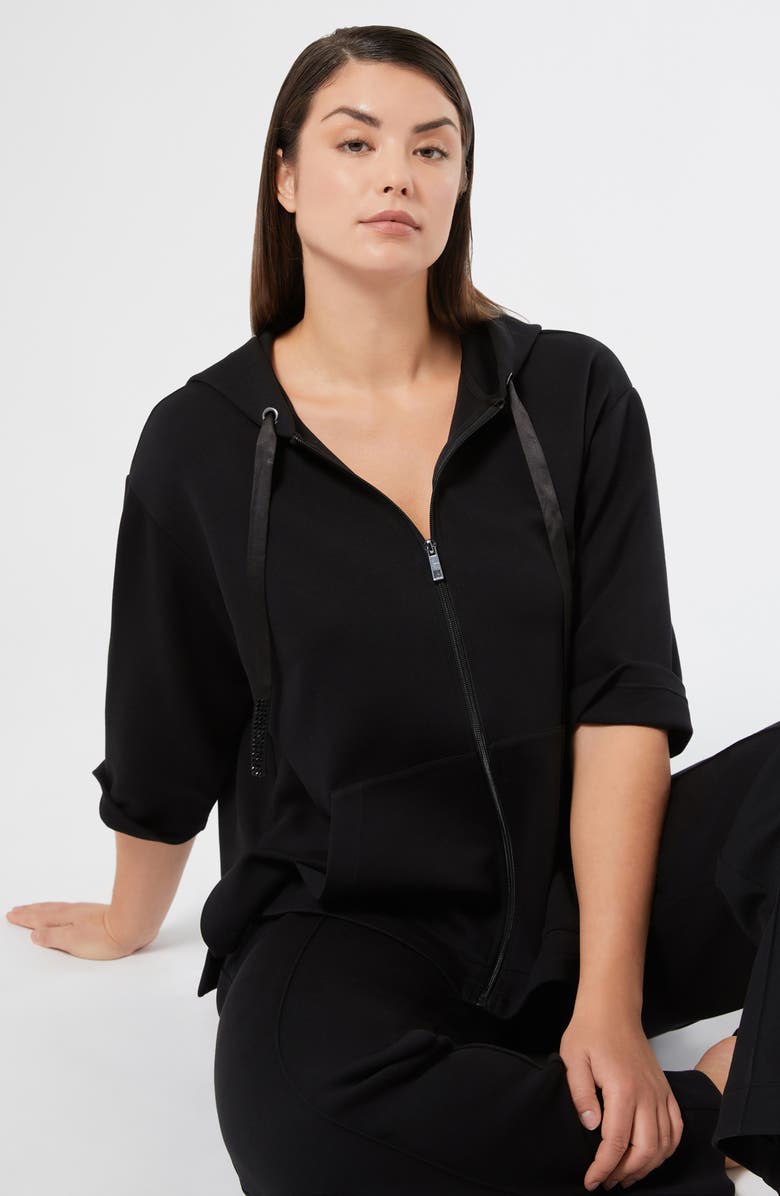 Marina Rinaldi Albore Drawstring Waist Jersey Pants, Alternate, color, Black