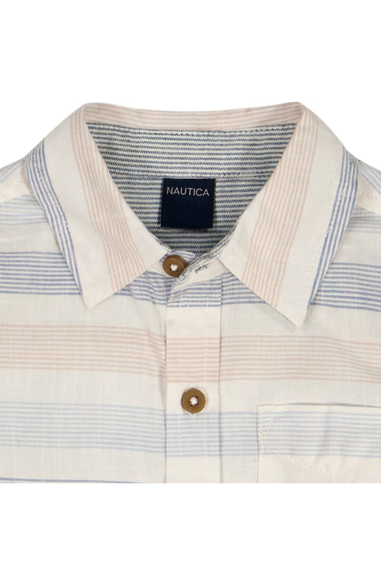 Nautica Kids' Short Sleeve Button-Up Shirt, T-Shirt & Shorts Set, Alternate, color, Assorted Beige