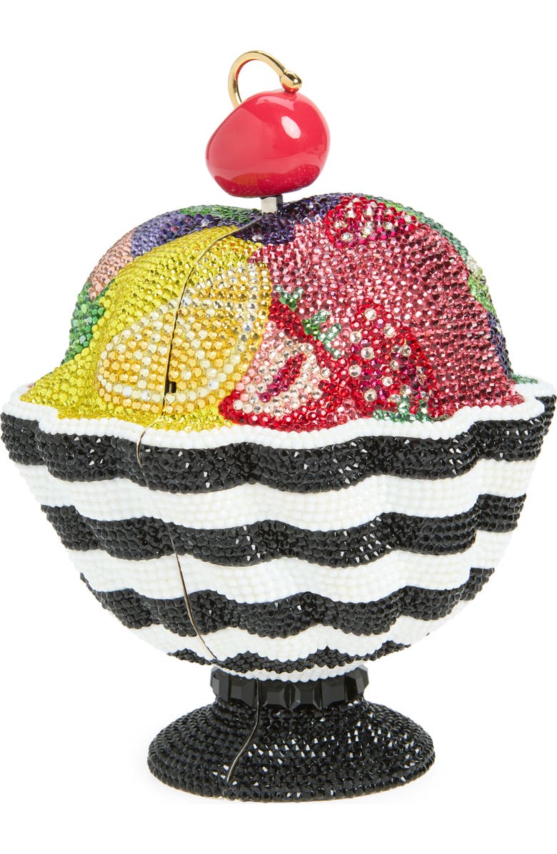 JUDITH LEIBER COUTURE Ice Cream Sundae Gelato Crystal Clutch, Main, color, Silver Chalk Multi