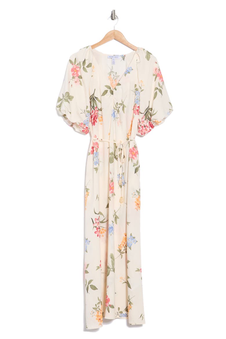 Floral Puff Sleeve Maxi Dress, Alternate, color, BEIGE GARDEN FLORAL