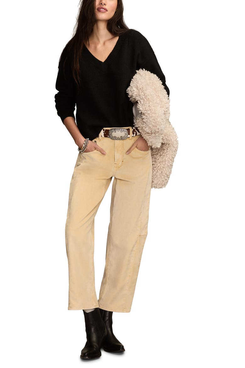 Waffle Knit V-Neck Sweater, Alternate, color, CAVIAR