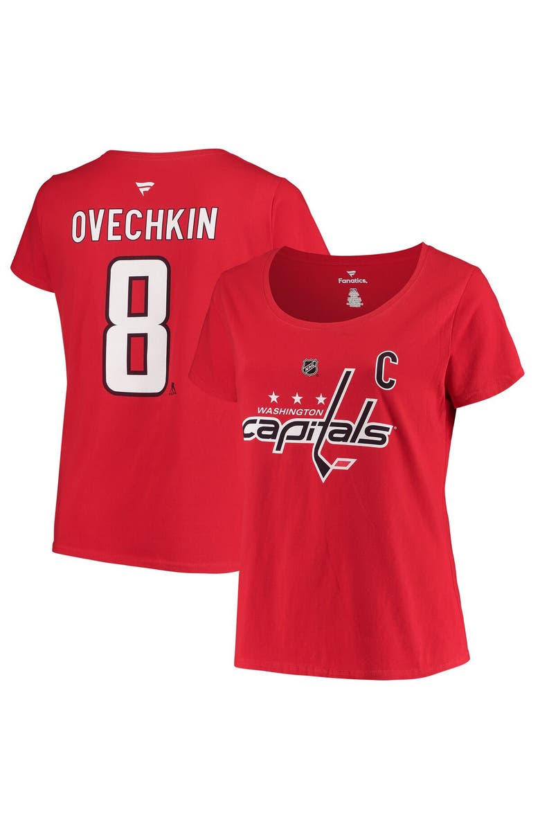 FANATICS Women's Fanatics Branded Alexander Ovechkin Red Washington Capitals Plus Size Name & Number Scoop Neck T-Shirt, Main, color, 