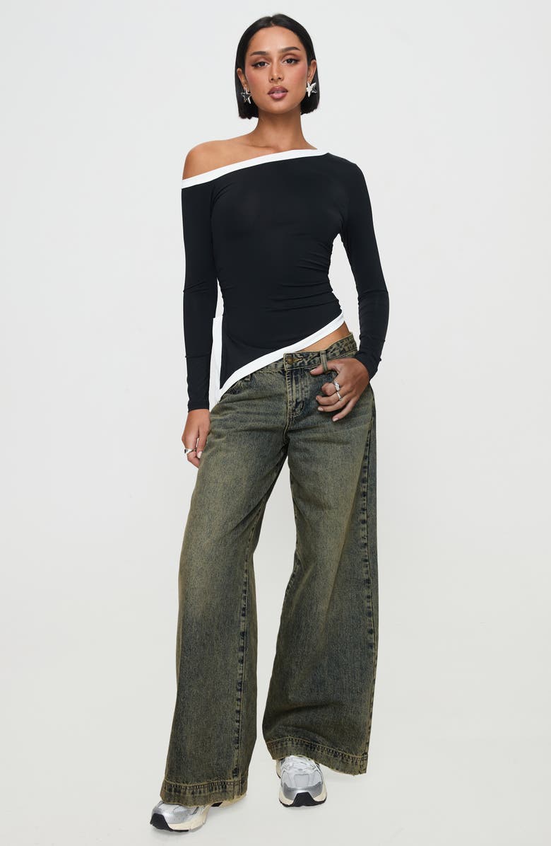 Princess Polly Fake Smile One-Shoulder Top, Alternate, color,