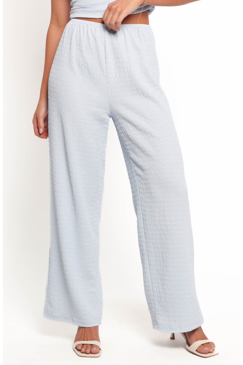 Peppai Textured One-Shoulder Top & Wide Leg Pants Set, Alternate, color, LIGHT BLUE