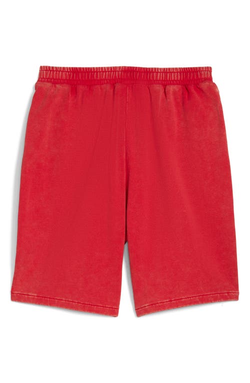 Puma Scuderia Ferrari Sportswear Logo Cotton Sweat Shorts In Red