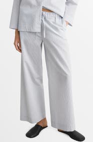 MANGO Stripe Cotton Blend Pajama Pants