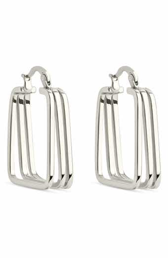 Sterling Forever Belinda Layered Square Hoop Earrings