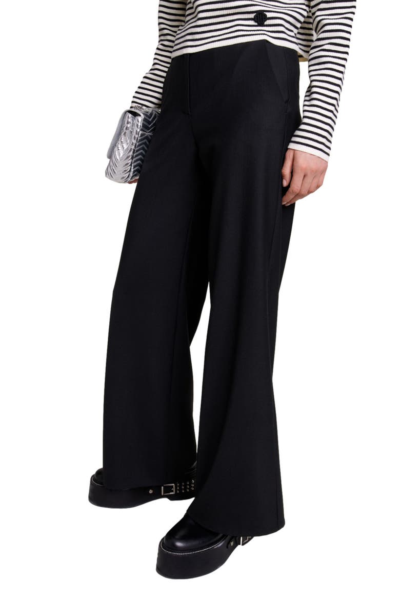Flared trousers, Alternate, color, BLACK