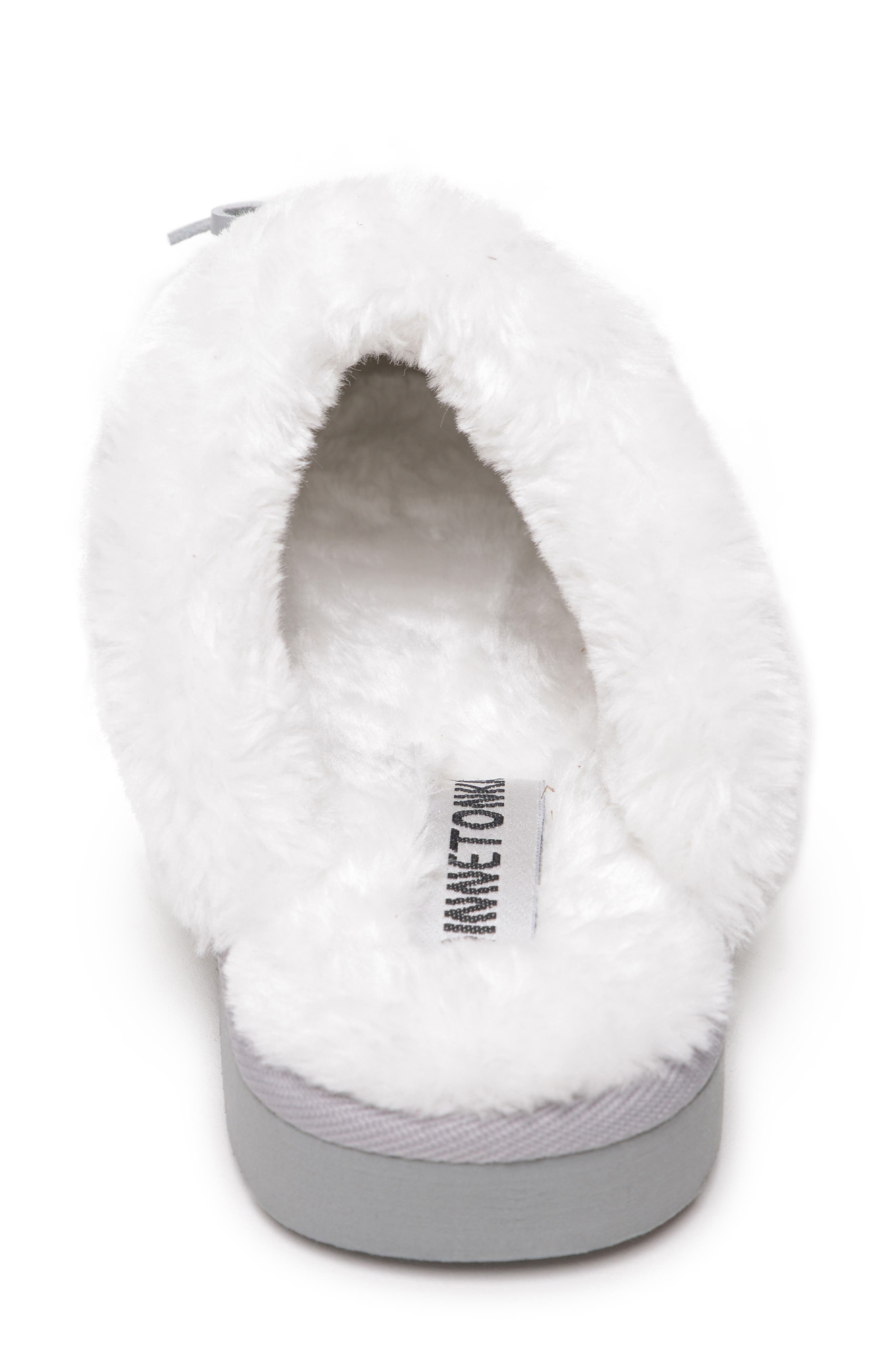 Flurry Scuff Faux Fur Slipper, Alternate, color, GREY/ WHITE