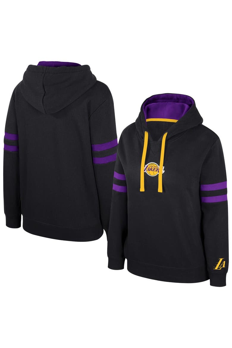 Women's Stadium Essentials Black Los Angeles Lakers Road Game Pullover Hoodie, Main, color, Black