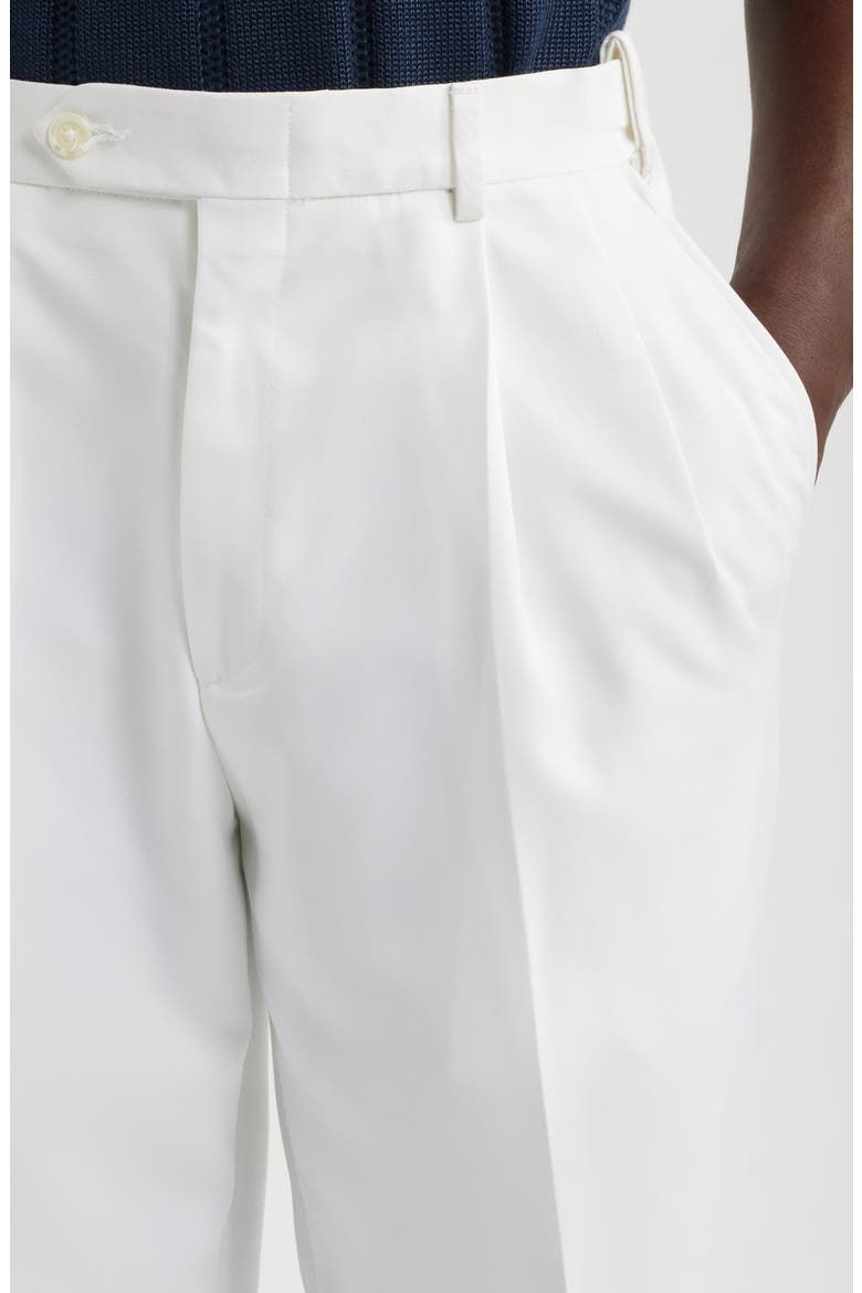 Pleated Twill Pants, Alternate, color, WHITE