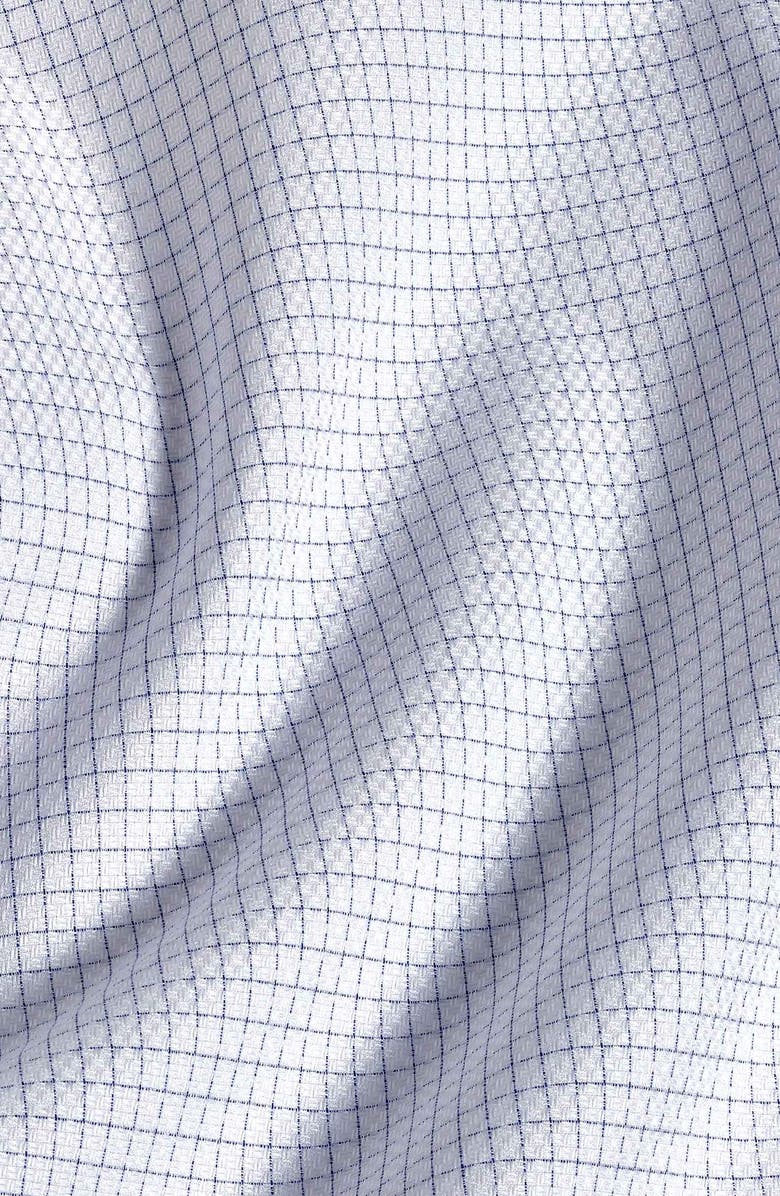 David Donahue Trim Fit Grid Check Cotton Dobby Dress Shirt, Alternate, color, White/ Blue