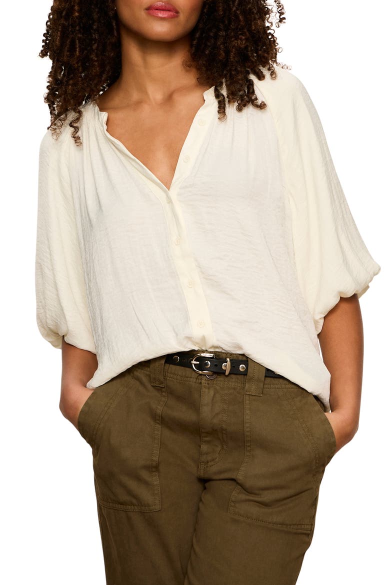 Plenty of Love Crinkle Button-Up Top, Main, color, COLLAGEN WHITE