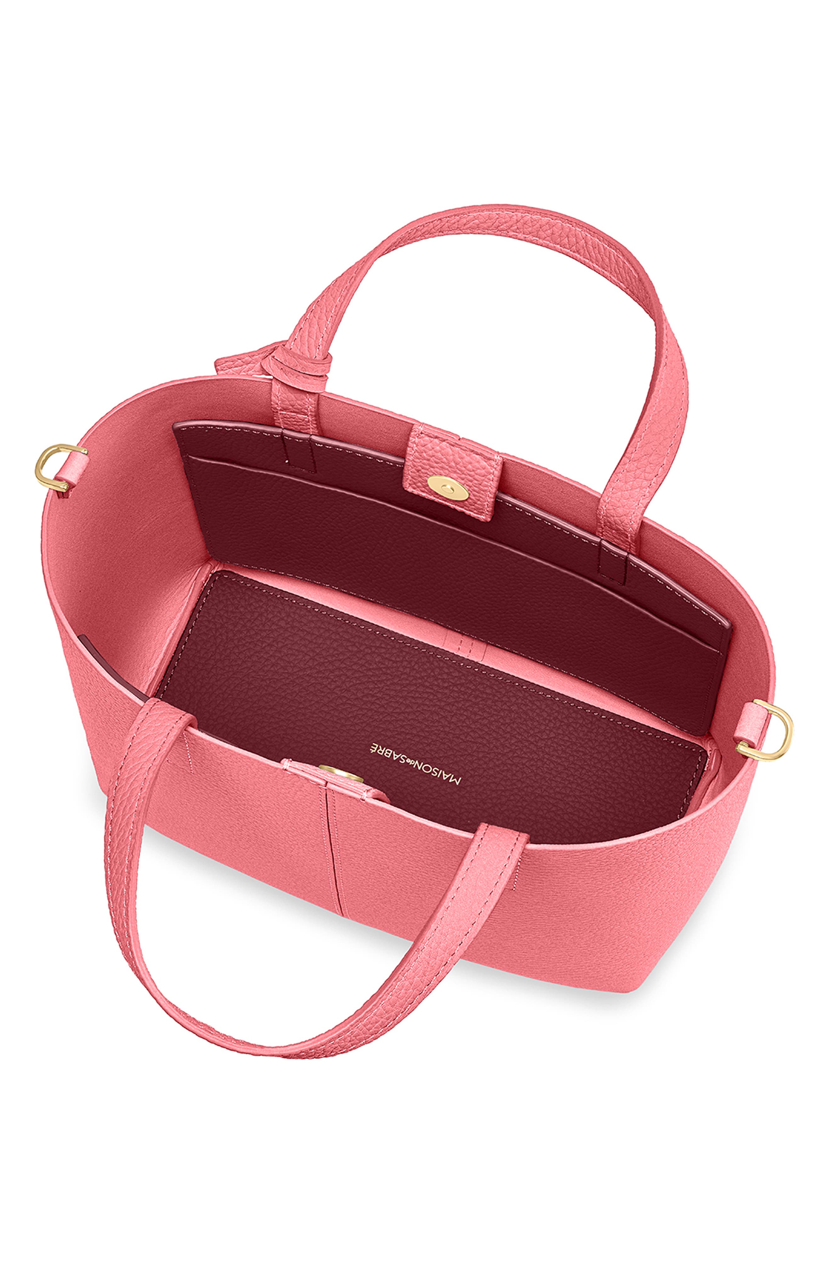 Small Leather Soft Tote, Alternate, color, Candy Pink