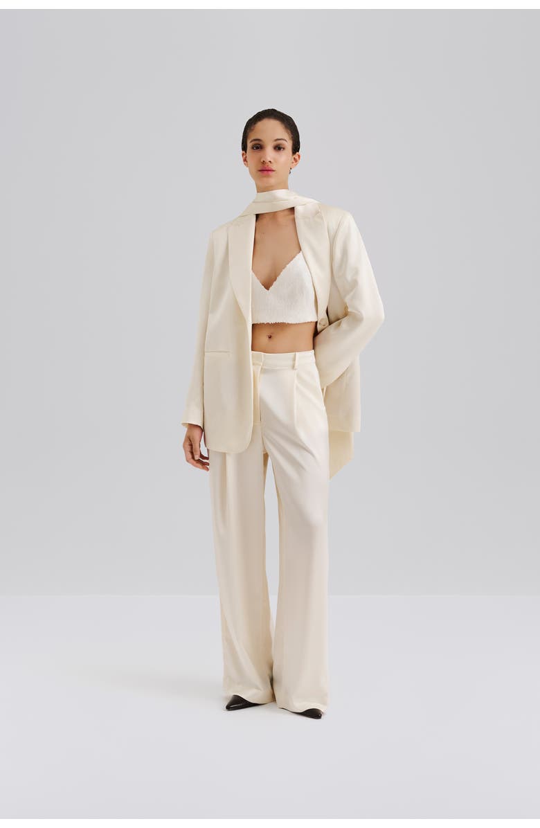 Malina Liv Satin Wrap Blazer, Alternate, color, Vanilla