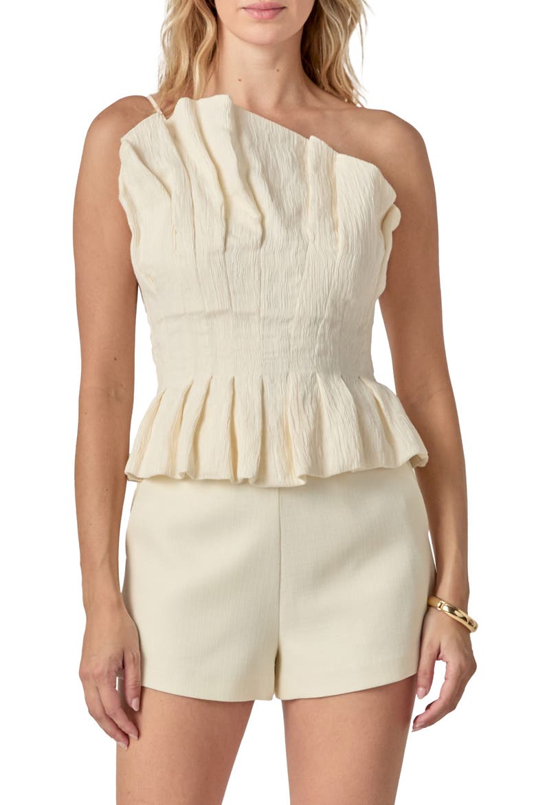 Ruffle Asymmetric Sleeveless Top, Main, color, IVORY