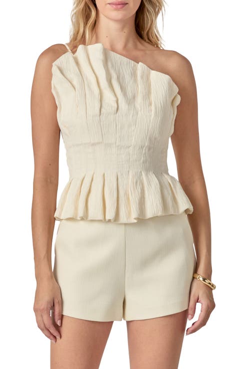 Ruffle Asymmetric Sleeveless Top
