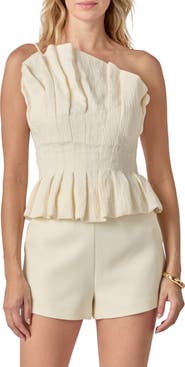 English Factory Ruffle Asymmetric Sleeveless Top