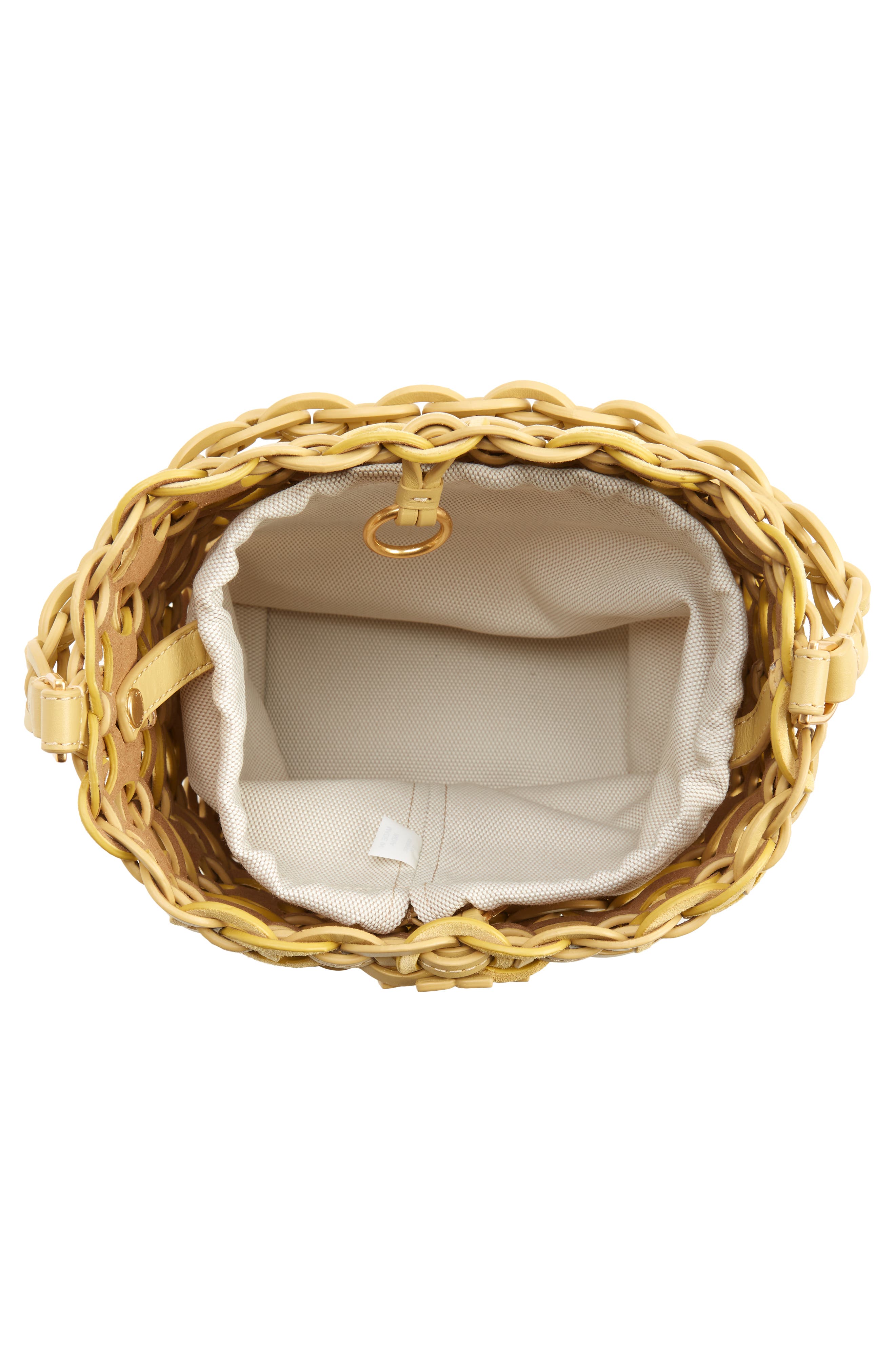 Tory Burch McGraw Small Woven Leather Bucket Bag, Alternate, color, 