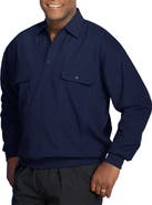 Harbor Bay by DXL Big & Tall Long-Sleeve Mesh Panel Banded-Hem Shirt