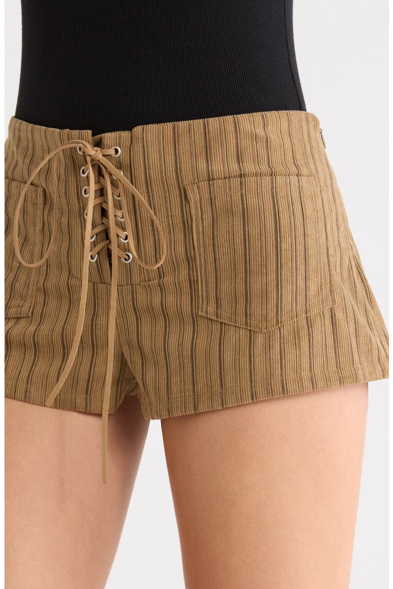 Ronnee Lace-Up Stripe Shorts, Alternate, color, BROWN STRIPE