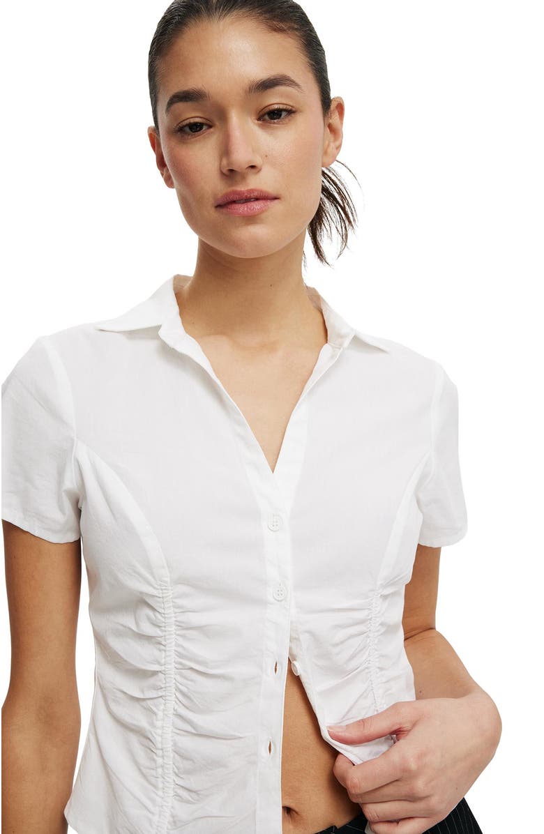 Cotton On Women's Maya Rouched Shirt, Alternate, color, White