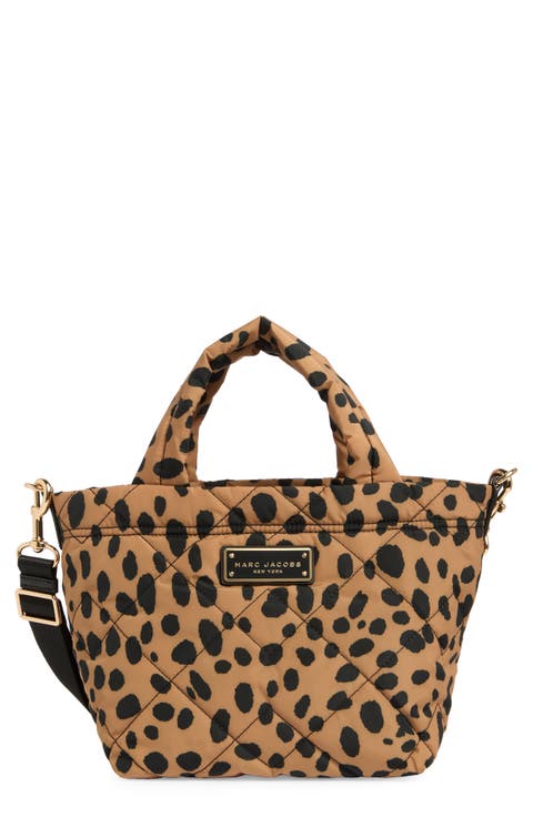 Mini Cheetah Print Quilted Nylon Tote
