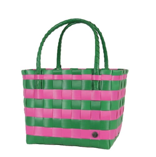 Handed By Paris Brights Recycled Tote Bag In Just Green/pink