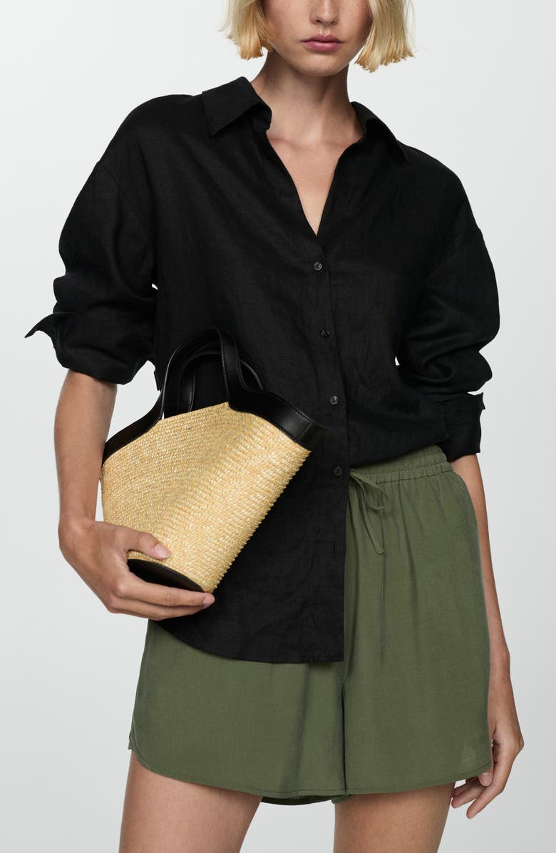 MANGO Drawstring Shorts, Alternate, color, Forest Green