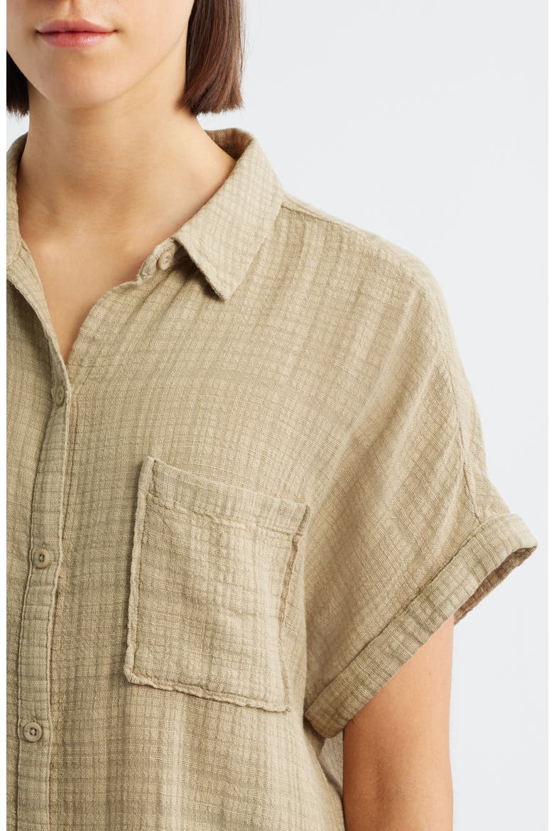 Plaid Short Sleeve Button-Up Shirt, Alternate, color, WILLOW TREE