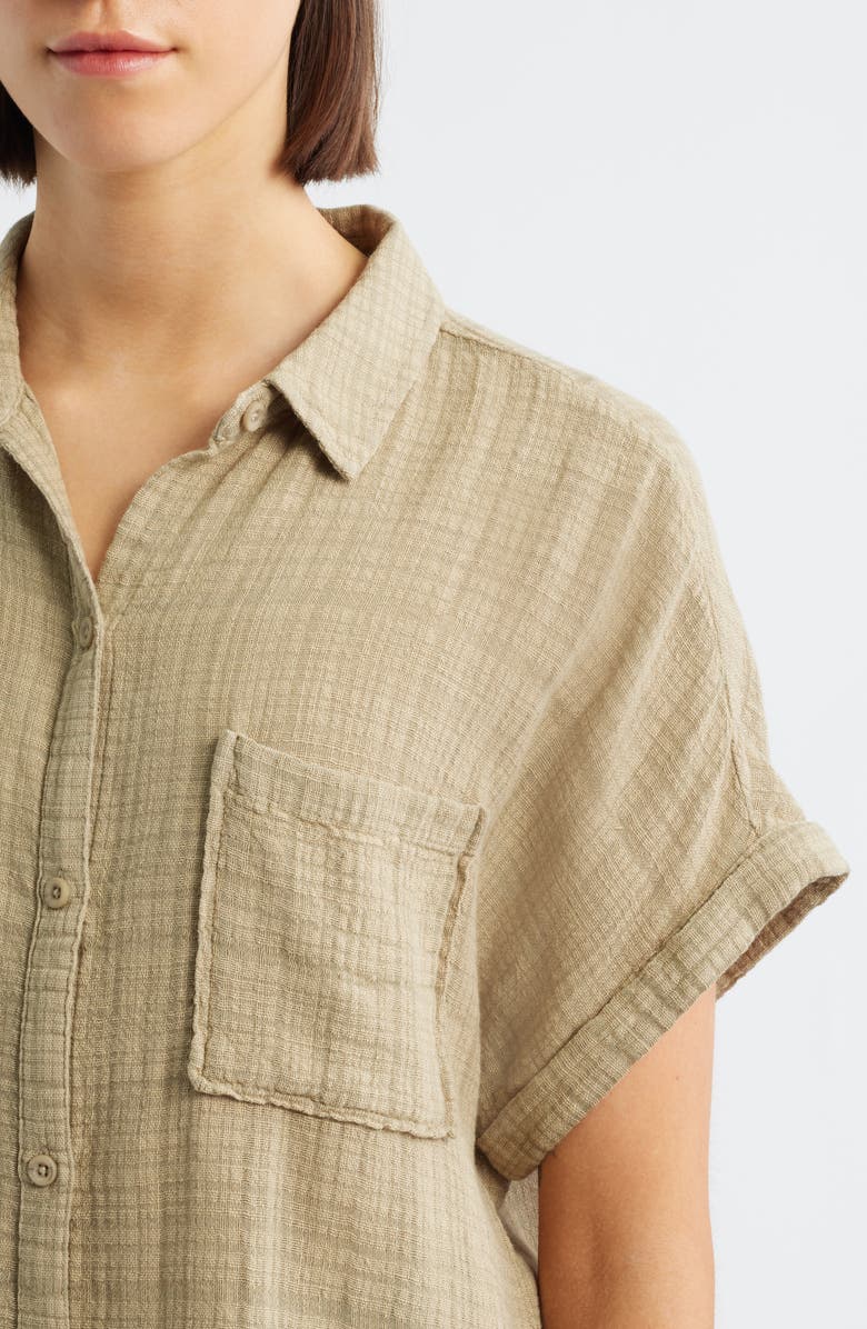 Cloth & Stone Plaid Short Sleeve Button-Up Shirt, Alternate, color, Willow Tree