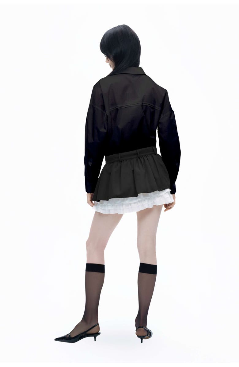 Nocturne Black Shirt Collar Bodysuit, Alternate, color, 