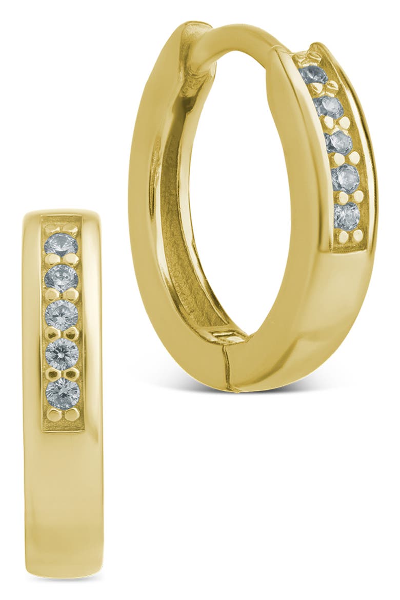 Desiree Pavé Huggie Hoop Earrings, Main, color, GOLD
