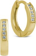 Sterling Forever Desiree Pavé Huggie Hoop Earrings