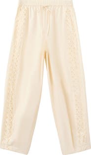 MANGO Embroidered Side Stripe Cotton Drawstring Pants