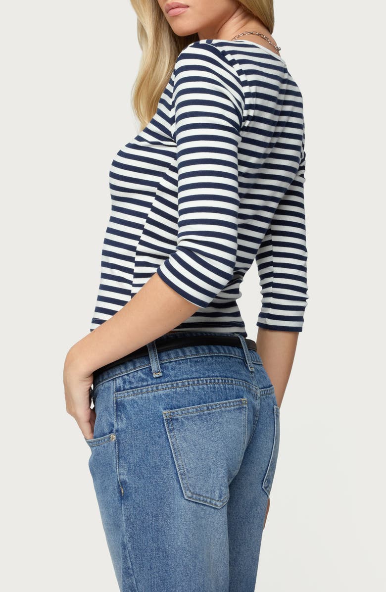 EDIKTED Poppie Stripe T-Shirt, Alternate, color, Navy-And-White